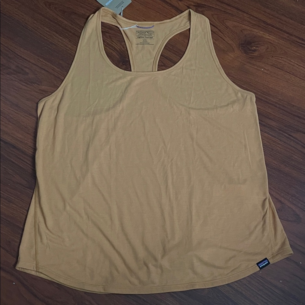 New Patagonia Women's Capilene Cool Trail Tank top Light Brown sz XL